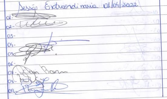 Lista de Presença dos vereadores 01 de Abril